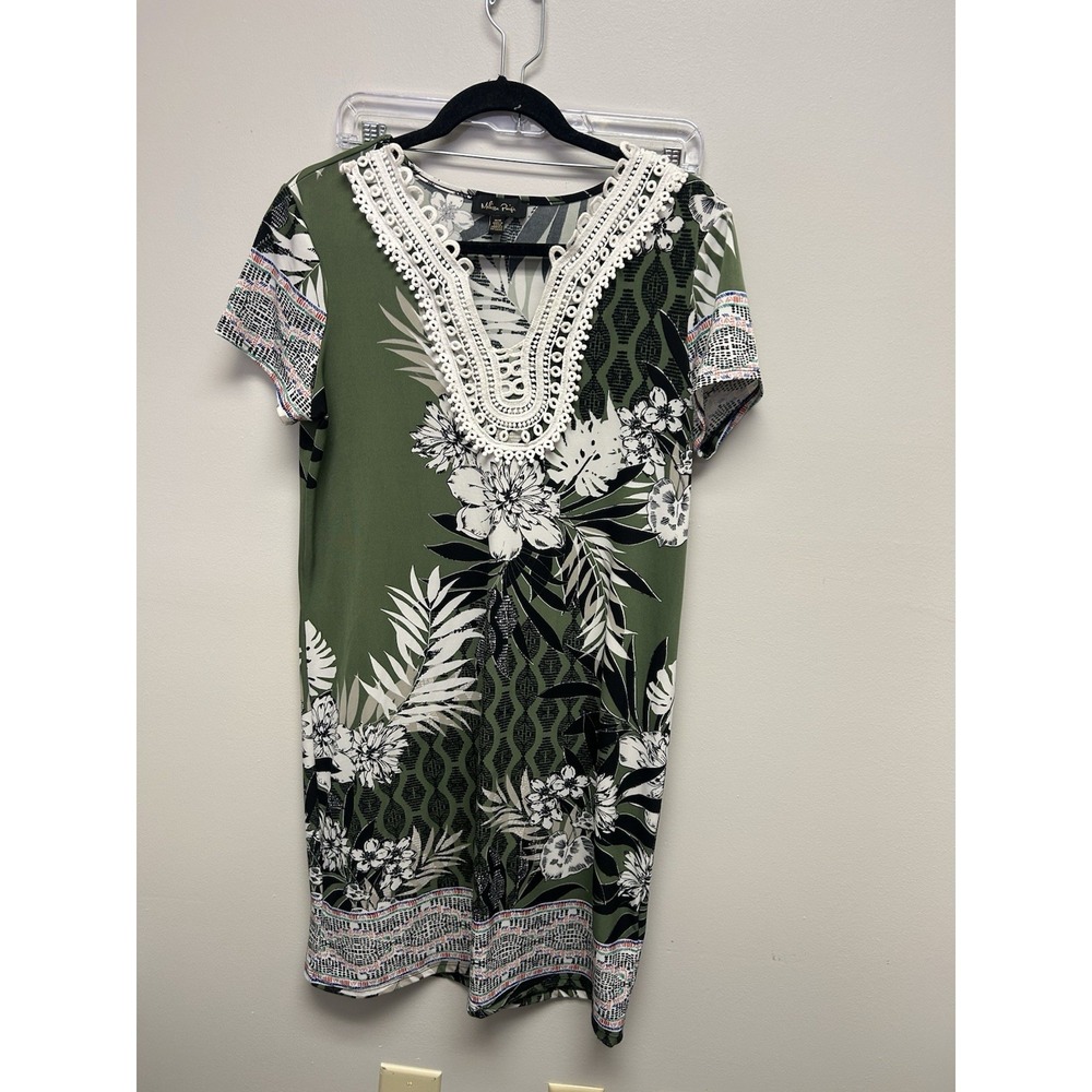 WOMEN MELISSA PAGE MULTICOLOR PATTERN DRESS SZ Medium Boho resort embroidered